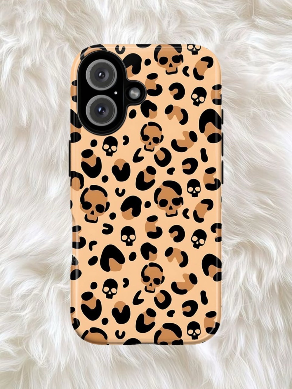 Peach Leopard Skull Pattern Phone Case